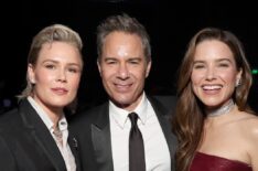 Ashlyn Harris, Eric McCormack, and Sophia Bush attend the Elton John AIDS Foundation's 32nd Annual Academy Awards Viewing Party