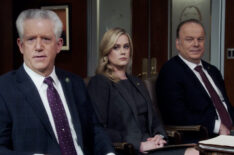 Gregory Jbara as DCPI Garrett Moore, Abigail Hawk as Abigail Baker, and Robert Chlohessy as Lt. Gormley in 'Blue Bloods' Season 14 Episode 9 ' 'Two of a Kind'