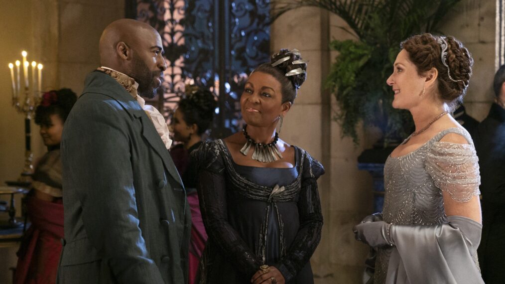 Daniel Francis, Adjoa Andoh, and Ruth Gemmell from 'Bridgerton' Season 3