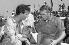 Bruce Kessler with actor Steve McQueen before a 1959 race in Pomona, California