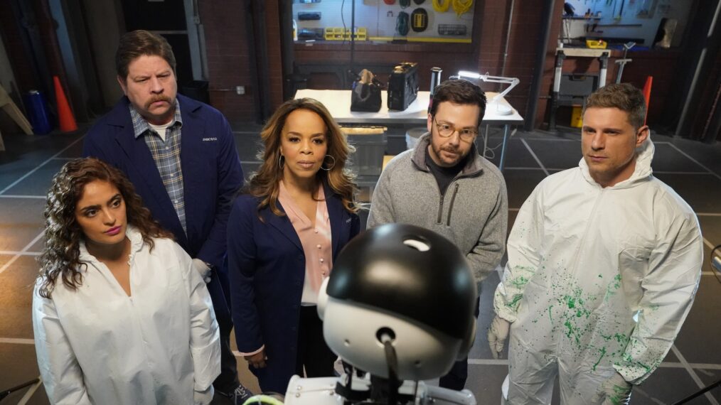 Mandeep Dhillon as Allie Rajan, Lex Medlin as Beau Finado, Paula Newsome as Maxine Roby, Gabriel Tigerman, as Cliff Roland and Matt Lauria as Josh Folsom in 'CSI: Vegas' Season 3 Episode 5 'It Was Automation'