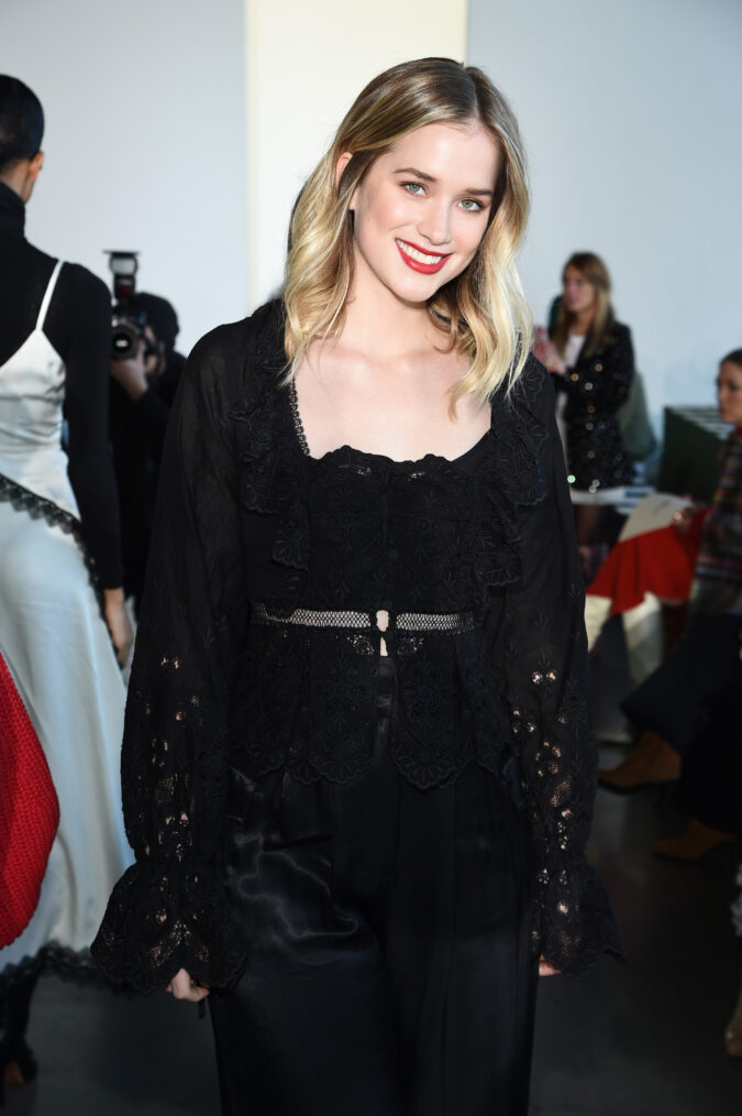 Elizabeth Lail attends the Self-Portrait front row during New York Fashion Week in 2019