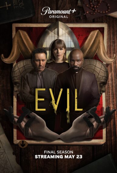 Aasif Mandvi as Ben Shakir, Katja Herbers as Kristen Bouchard and Mike Colter as David Acosta for Evil Season 4 Key Art