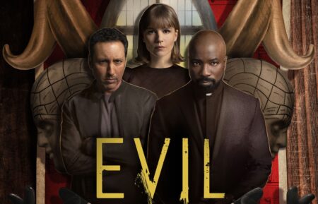Aasif Mandvi as Ben Shakir, Katja Herbers as Kristen Bouchard and Mike Colter as David Acosta for Evil Season 4 Key Art