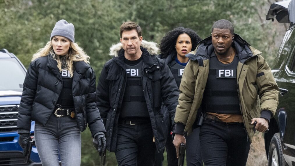 Shantel VanSanten as Special Agent Nina Chase, Dylan McDermott as Supervisory Special Agent Remy Scott, Roxy Sternberg as Special Agent Sheryll Barnes, and Edwin Hodge as Special Agent Ray Cannon in 'FBI: Most Wanted' Season 5 Episode 5 