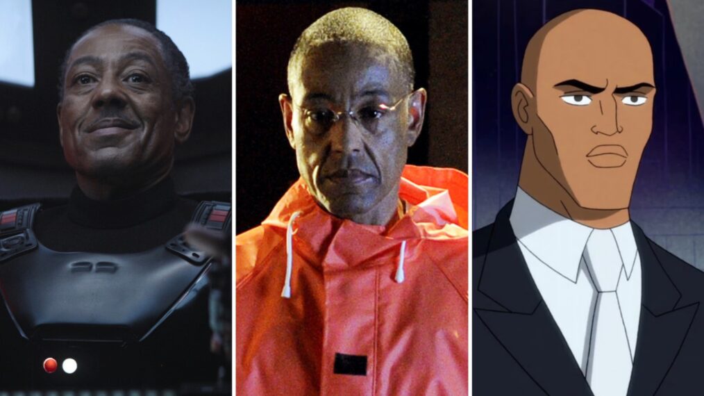 (L-R) Giancarlo Esposito in 'The Mandalorian,' 'Breaking Bad,' and 'Harley Quinn'