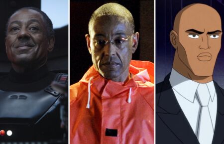 (L-R) Giancarlo Esposito in 'The Mandalorian,' 'Breaking Bad,' and 'Harley Quinn'