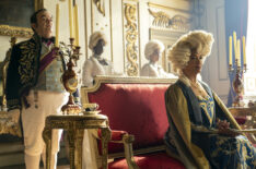Hugh Sachs as Brimsley, Golda Rosheuvel as Queen Charlotte in Season 3 Episode 3 of 'Bridgerton'