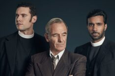 Tom Brittney, Robson Green, and Rishi Nair in 'Grantchester' Season 9 promo art