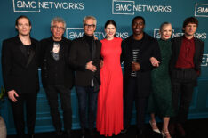 Sam Reid, Eric Bogosian, Harry Hamlin, Alexandra Daddario, Tongayi Chirisa, Elizabeth McGovern, and Nicholas Denton attend the AMC Networks 2025 upfront at Spring Studios on April 09, 2025 in New York City.