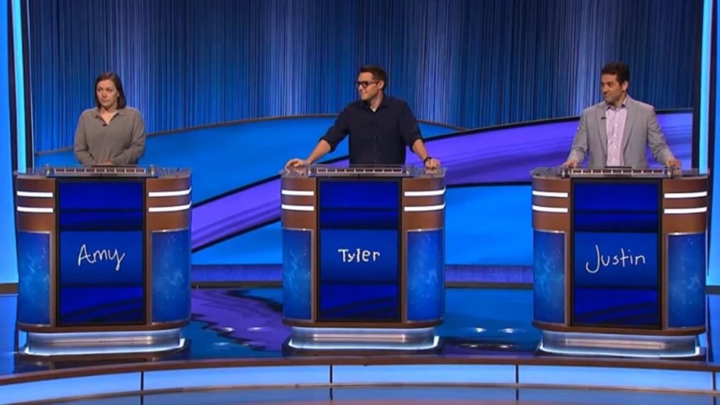 Amy, Tyler, and Justin on 'Jeopardy!'