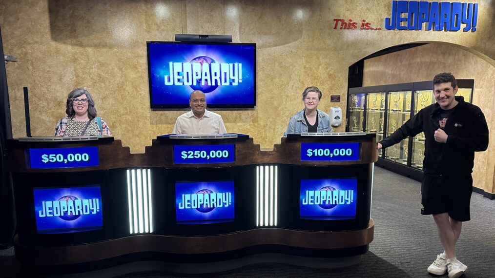 Yogesh Raut and Jeopardy! Masters co-stars on set
