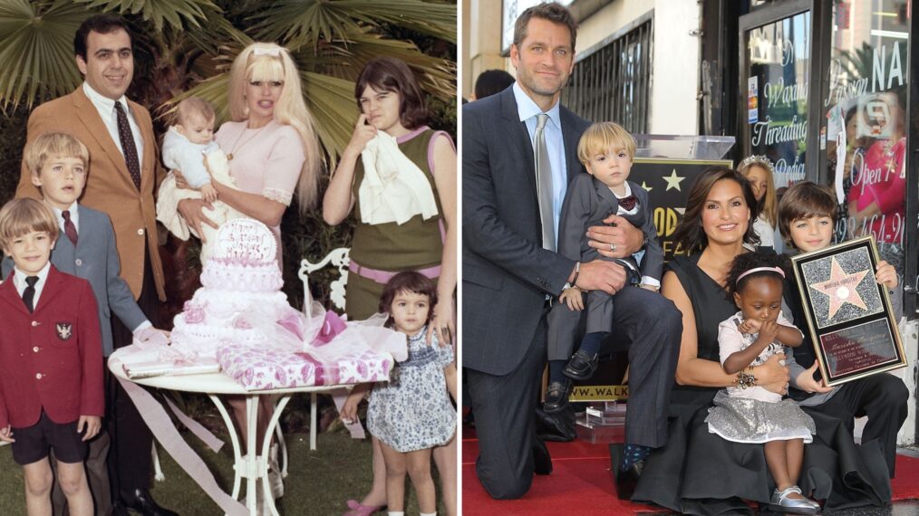 Mickey Hargitay and Jayne Mansfield family (L); Peter Hermann and Mariska Hargitay and family at Hargitay's star on the Hollywood Walk of Fame (R)
