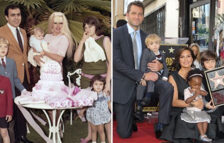 Mickey Hargitay and Jayne Mansfield family (L); Peter Hermann and Mariska Hargitay and family at Hargitay's star on the Hollywood Walk of Fame (R)