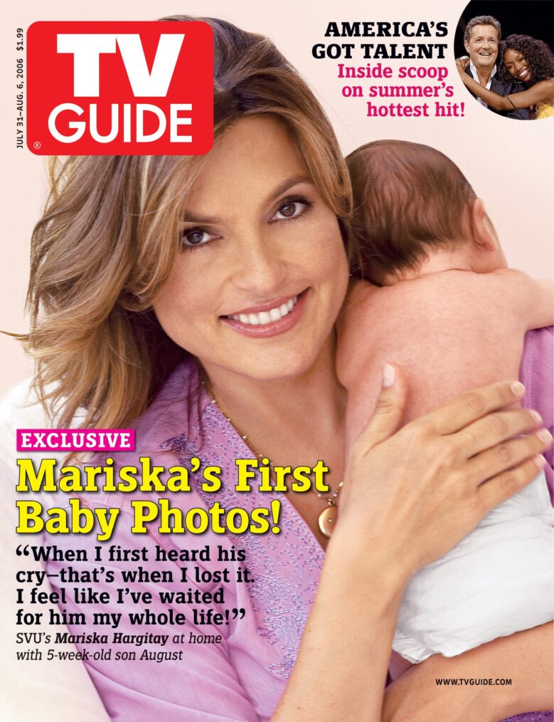 Mariska Hargitay on the cover of TV Guide Magazine with infant son August, July 31-August 6, 2006