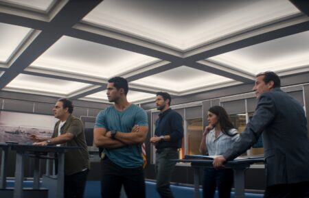 Jason Antoon as Ernie Malik, Alex Tarrant as Kai Holman, Noah Mills as Jesse Boone, Yasmine Al-Bustami as Lucy Tara, and Henry Ian Cusick as John Swift — 'NCIS: Hawai'i'