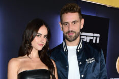 Natalie Joy and Nick Viall attend the Allstate Party at the Playoff, hosted by ESPN & CFP on January 07, 2023 in Los Angeles, California.