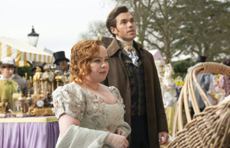 Nicola Coughlan as Penelope Featherington, Luke Newton as Colin Bridgerton in Episode 302 of 'Bridgerton'