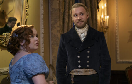 Nicola Coughlan as Penelope Featherington, Sam Phillips as Lord Debling in Season 3 Episode 3 of 'Bridgerton'