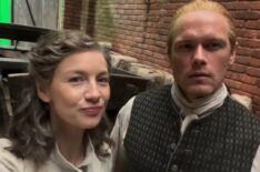 Caitriona Balfe and Sam Heughan behind the scenes of 'Outlander' Season 8