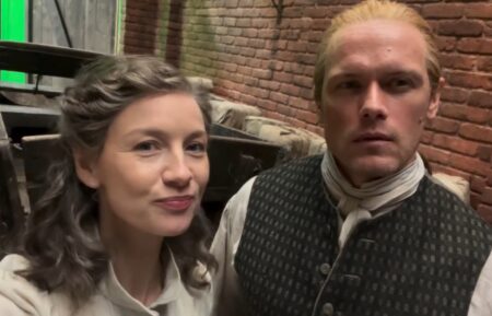 Caitriona Balfe and Sam Heughan behind the scenes of 'Outlander' Season 8