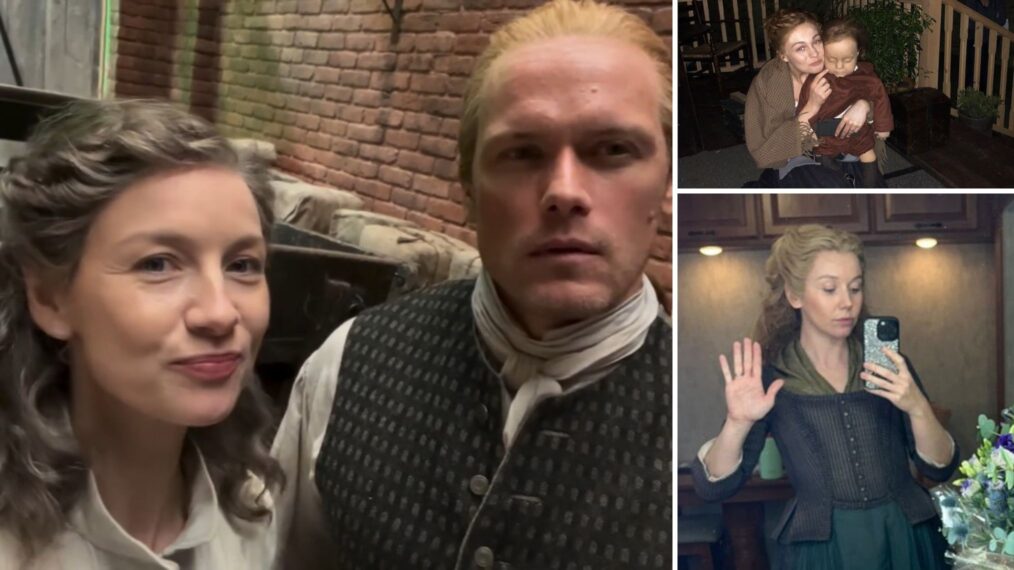 Caitriona Balfe, Sam Heughan, Sophie Skelton, and Lauren Lyle behind the scenes of 'Outlander'