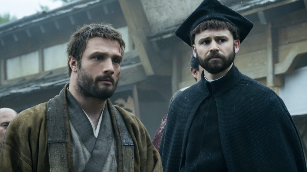 Cosmo Jarvis as John Blackthorne, Tommy Bastow as Father Martin Alvito in 'Shōgun' Season 1 Episode 10 - 'A Dream of a Dream'