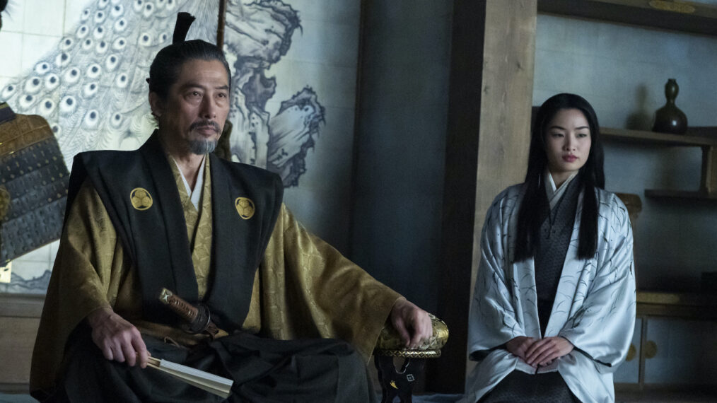 Hiroyuki Sanada as Yoshii Toranaga, Anna Sawai as Toda Mariko in 'Shōgun' Season 1 Episode 2 - 'Servants of Two Masters'