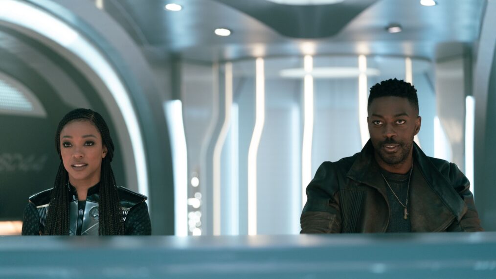 Sonequa Martin-Green as Burnham and David Ajala as Book in 'Star Trek: Discovery' Season 5 Episode 5 