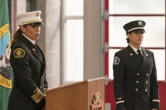 Merle Dandridge as Natasha and Jaina Lee Ortiz as Andy in 'Station 19' Episode 100 'My Way'