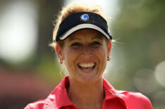 Stephanie Sparks, of The Golf Channel, smiles after making a birdie on the second hole during the first round of the Ginn Open at Reunion Resort April 17, 2008 in Reunion, Florida.