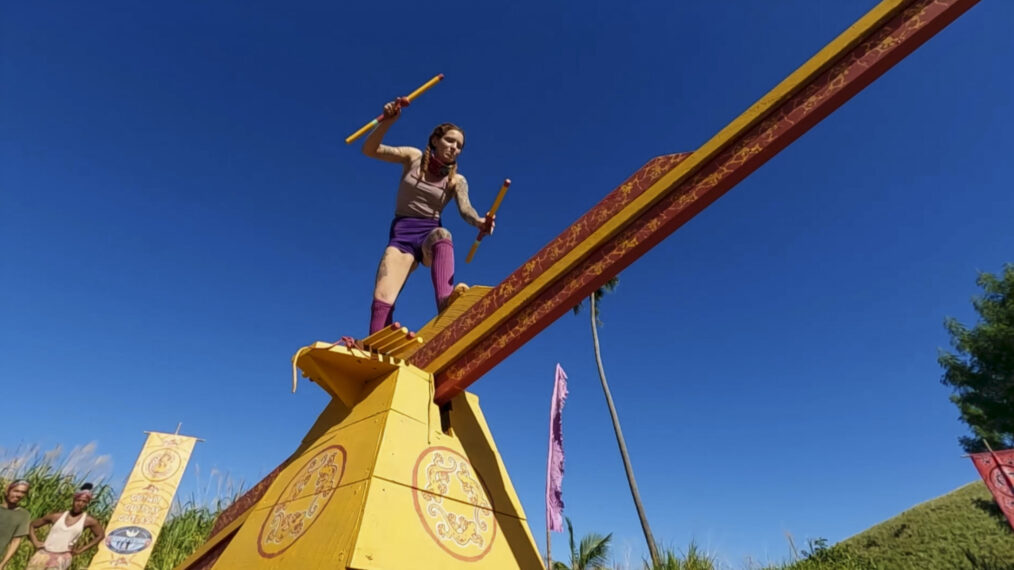 Kenzie competes in a challenge in 'Survivor' Season 46 Episode 9 - 'Spicy Jeff'