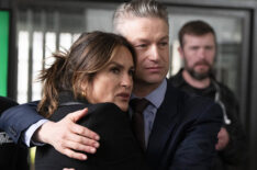 Director Mariska Hargitay and Peter Scanavino behind the scenes of 'Law & Order: SVU' Season 25 Episode 9 'Children of Wolves'