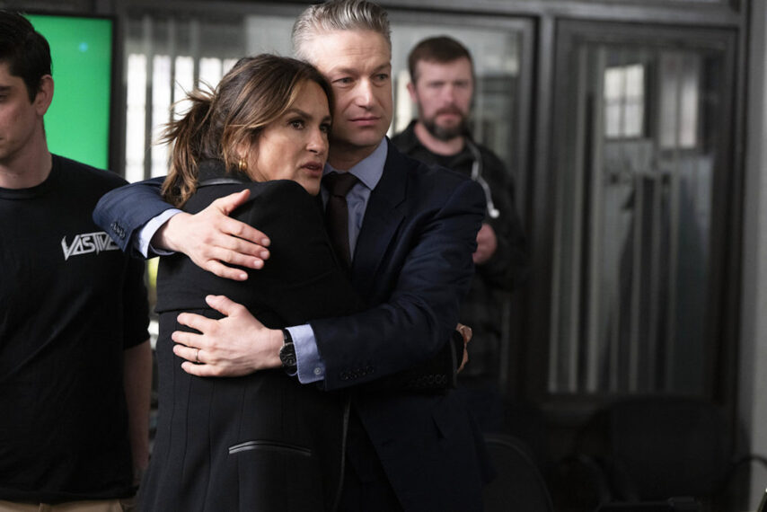 Director Mariska Hargitay and Peter Scanavino behind the scenes of 'Law & Order: SVU' Season 25 Episode 9 "Children of Wolves"