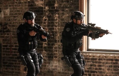 Jay Harrington as David 'Deacon' Kay and Shemar Moore as Daniel 'Hondo' Harrelson in 'S.W.A.T.' Season 7 Episode 10 'SNAFU'