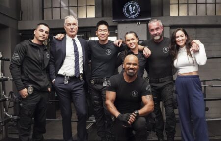 Patrick St. Esprit, David Lim, Shemar Moore, Anna Enger Ritch, Jay Harrington, and Brigitte Kali Canales — 'S.W.A.T.' Season 8 Renewal Celebration