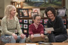 Lecy Goranson, Charlotte Sanchez, and Sara Gilbert in The Conners' 100th Episode