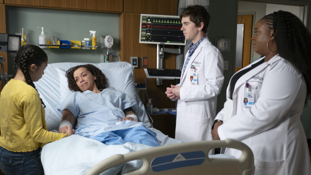 Yasmeen Kelders, Zarrin Darnell-Martin, Freddie Highmore, and Bria Samoné Henderson in 'The Good Doctor' Season 7 Episode 7 - 'Faith'