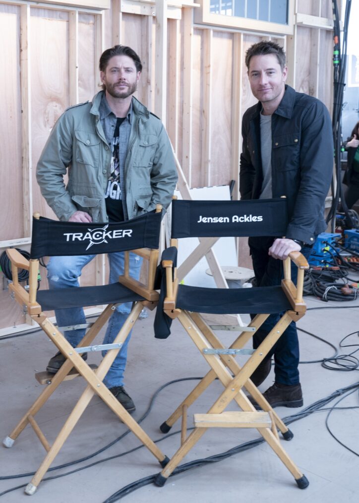 Jensen Ackles and Justin Hartley behind the scenes of 'Tracker' - Season 1, Episode 12 - 'Off the Books'
