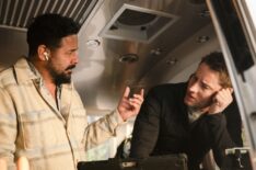 Director Jon Huertas and Justin Hartley on set of 'Tracker' Season 1 Episode 9 - 'Aurora'