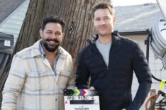 Director Jon Huertas and Justin Hartley on set of 'Tracker' Season 1 Episode 9 'Aurora'