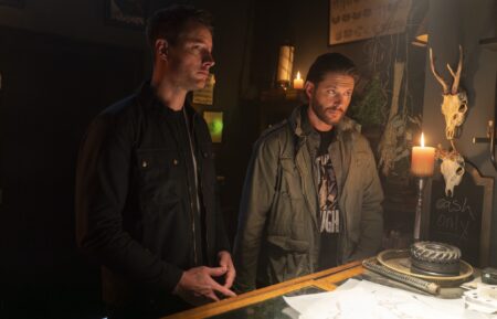 Justin Hartley as Colter Shaw and Jensen Ackles as Russell Shaw in 'Tracker' Season 1 Episode 12 