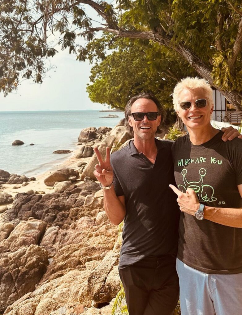 Walton Goggins and Timothy Olyphant in Thailand