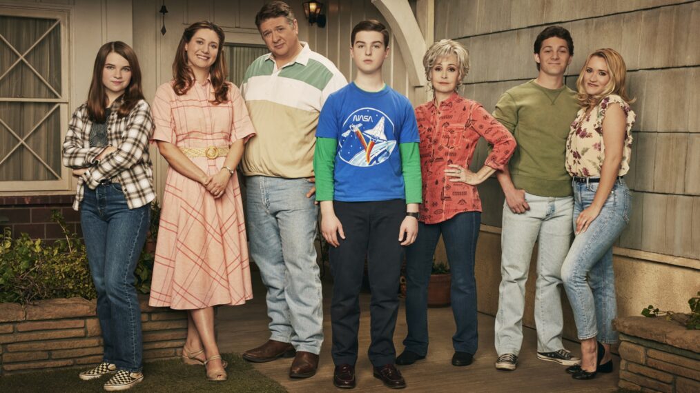 Iain Armitage as Sheldon, Zoe Perry as Mary, Lance Barber as George, Raegan Revord as Missy, Montana Jordan as Georgie, Annie Potts as Meemaw, Emily Osment as Mandy