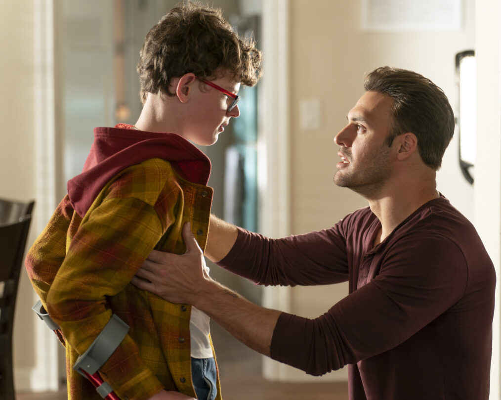 Gavin McHugh as Christopher and Ryan Guzman as Eddie in the '9-1-1' Season 7 Finale 'All Fall Down