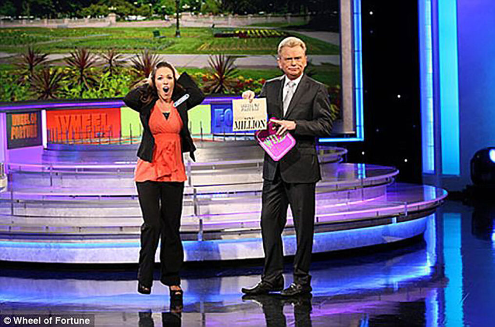 Autum Erhard and Pat Sajak on Wheel of Fortune