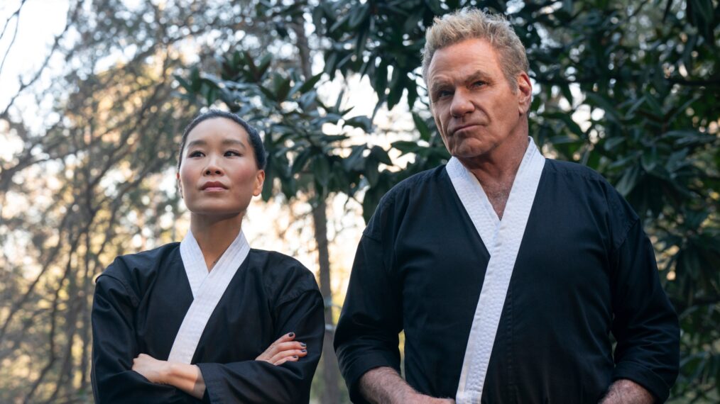 Martin Kove as John Kreese and student on Cobra Kai