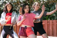 Mary Mouser as Samantha LaRusso and Peyton List as Tory in Cobra Kai