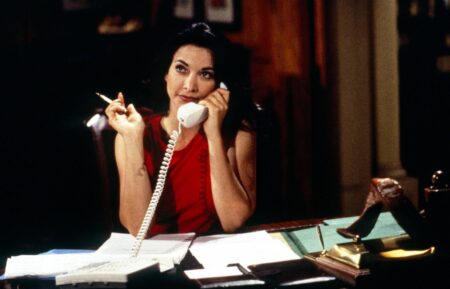 Lisa Peluso in 1998 episode of Another World soap opera on the phone