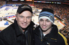 Pat Sajak and his son Patrick Michael attend the 2012 Bridgestone NHL Winter Classic at Citizens Bank Park on January 2, 2012 in Philadelphia, Pennsylvania.